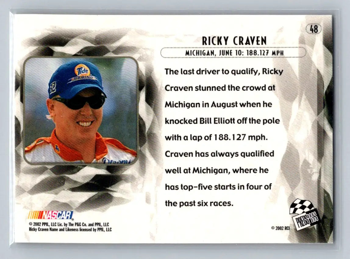 2002 Press Pass Eclipse #48 Ricky Craven PPI Motorsports - Racing Card Single