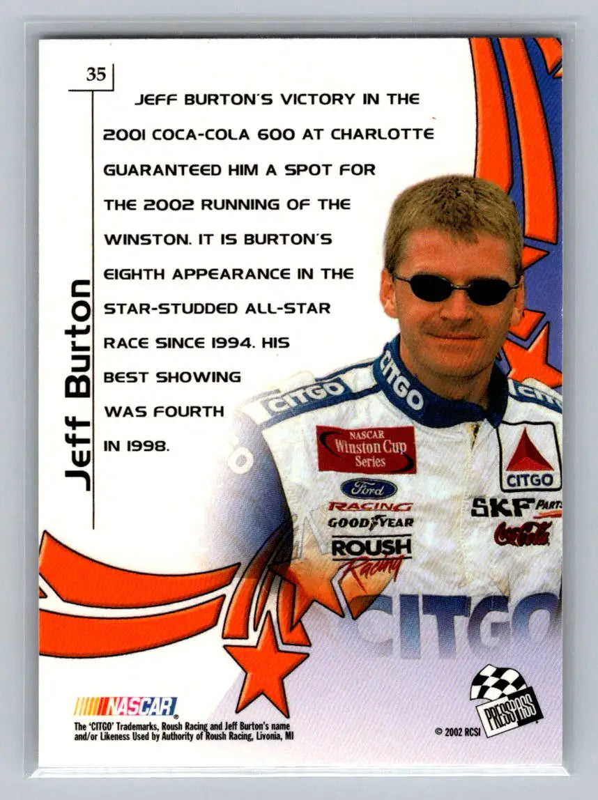 2002 Press Pass VIP #35 Jeff Burton Roush Racing - Racing Card Single