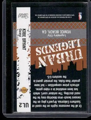 2002 Topps Urban Legends Kobe Bryant #UL2 Basketball - Basketball Card Single