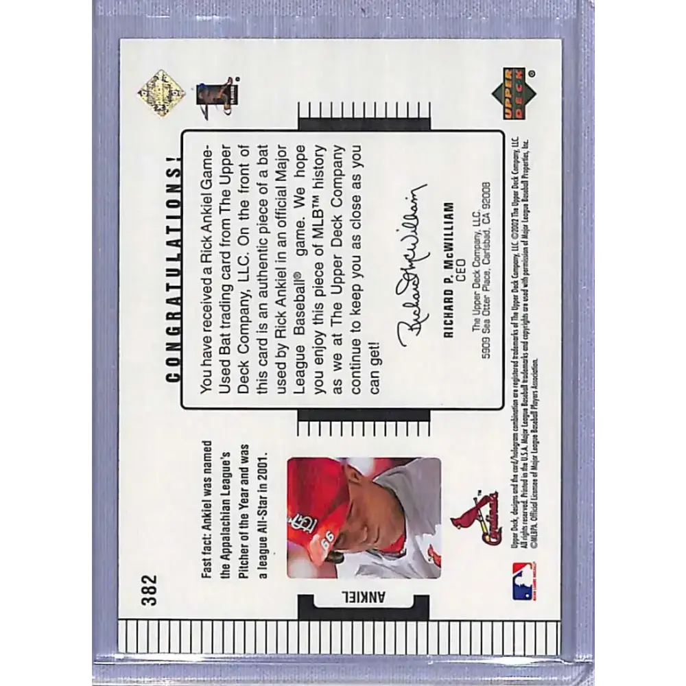 2002 Upper Deck Diamond Connection #382 Rick Ankiel #/775 NM-MT Baseball Card - Baseball Card Single