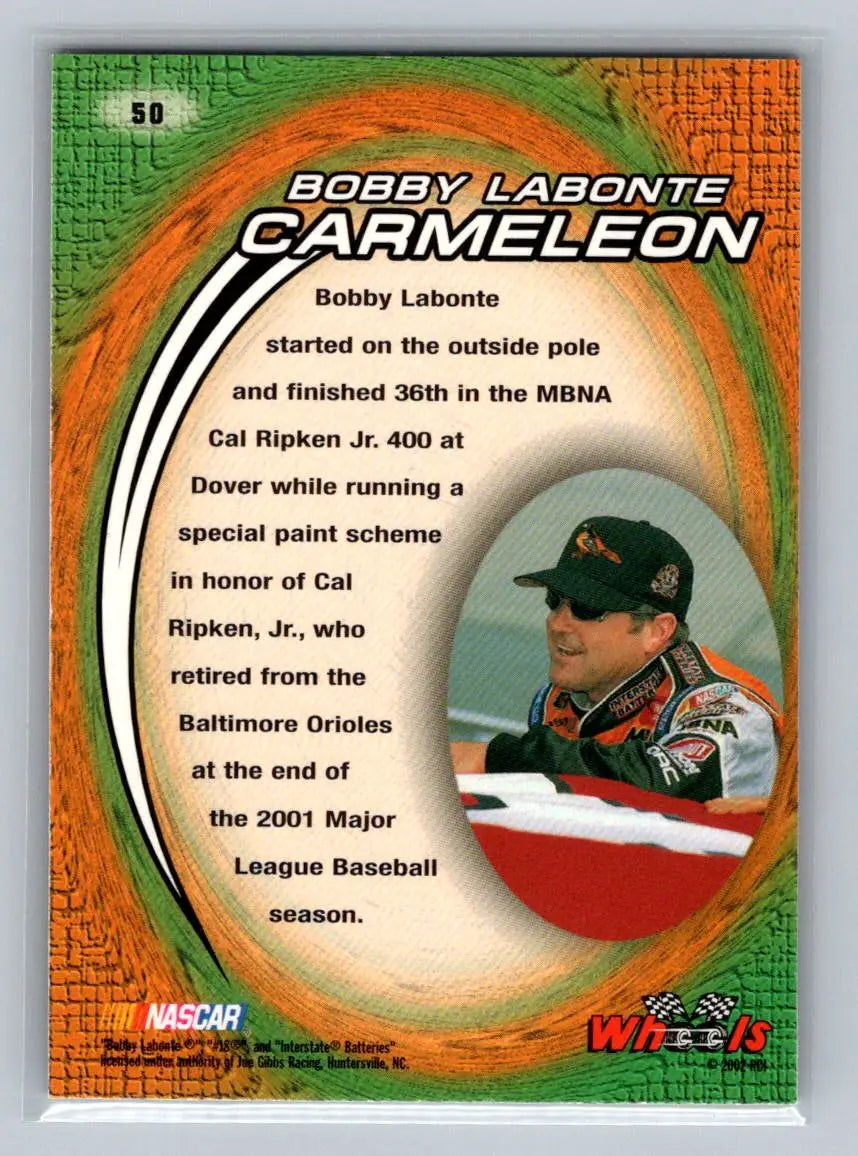 2002 Wheels High Gear #50 Bobby Labonte Joe Gibbs Racing - Racing Card Single