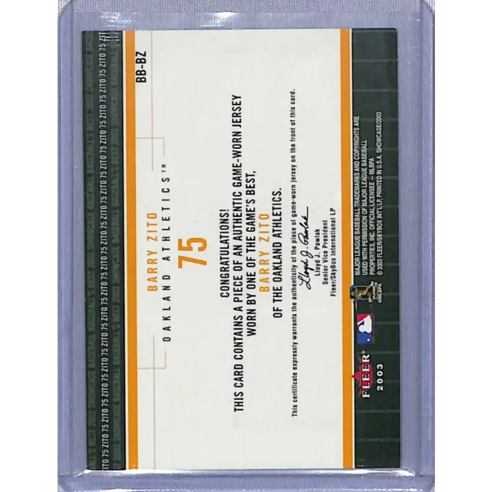 2003 Fleer Showcase #BB-BZ Barry Zito Oakland Athletics NM-MT Baseball Card - Baseball Card Single