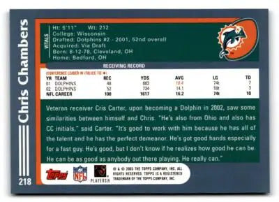 2003 Topps #218 Chris Chambers - Football Card Single