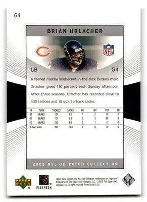 2003 UD Patch Collection #64 Brian Urlacher - Football Card Single