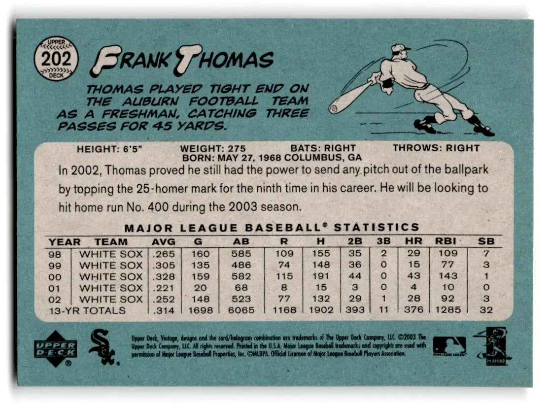 2003 Upper Deck Vintage #202 Frank Thomas - Baseball Card Single