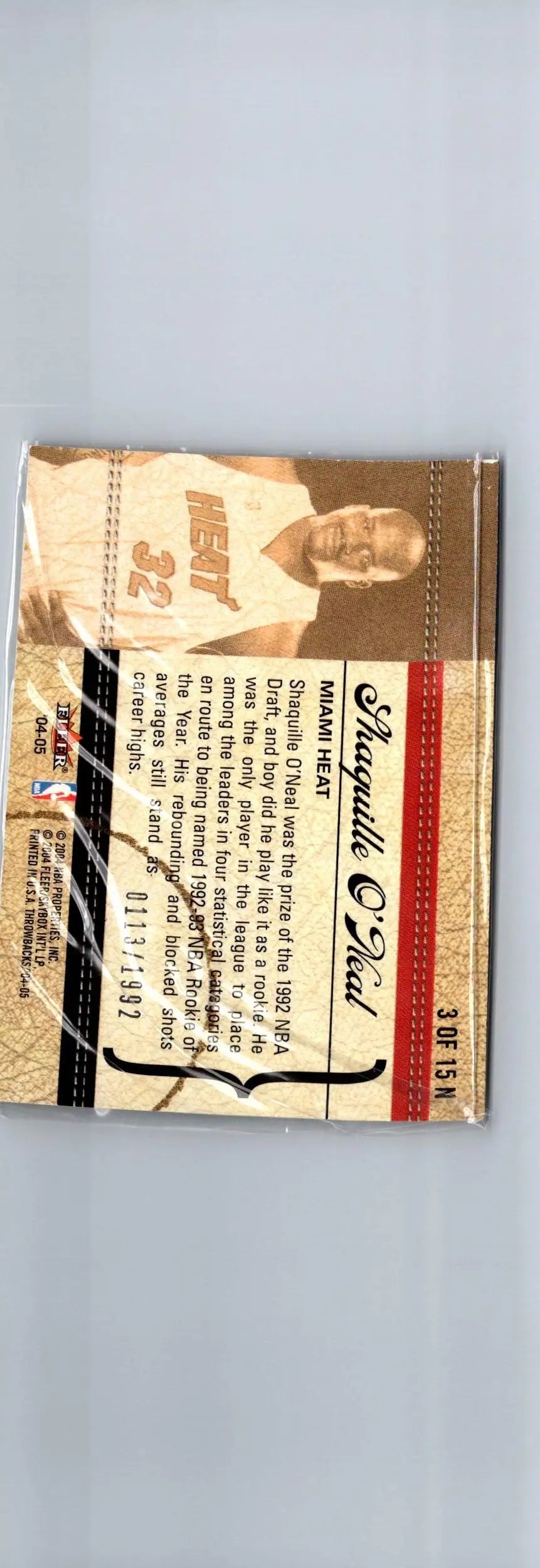 2004-05 Fleer Throwbacks #3 N Shaquille O’Neal Nostalgia #/1992 - Basketball Card Single