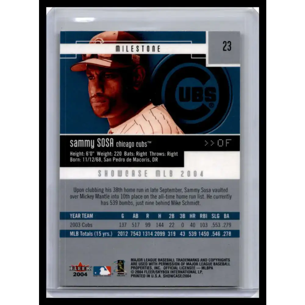 2004 Fleer Showcase #23 Sammy Sosa NM-MT Chicago Cubs Baseball Card - Baseball Card Single