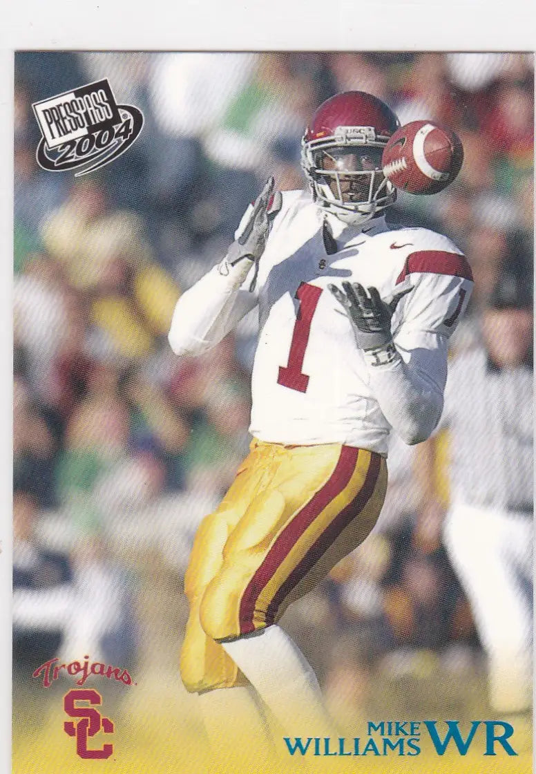 Football player in USC Trojans uniform preparing to throw pass for B29 Mike Williams RC USC