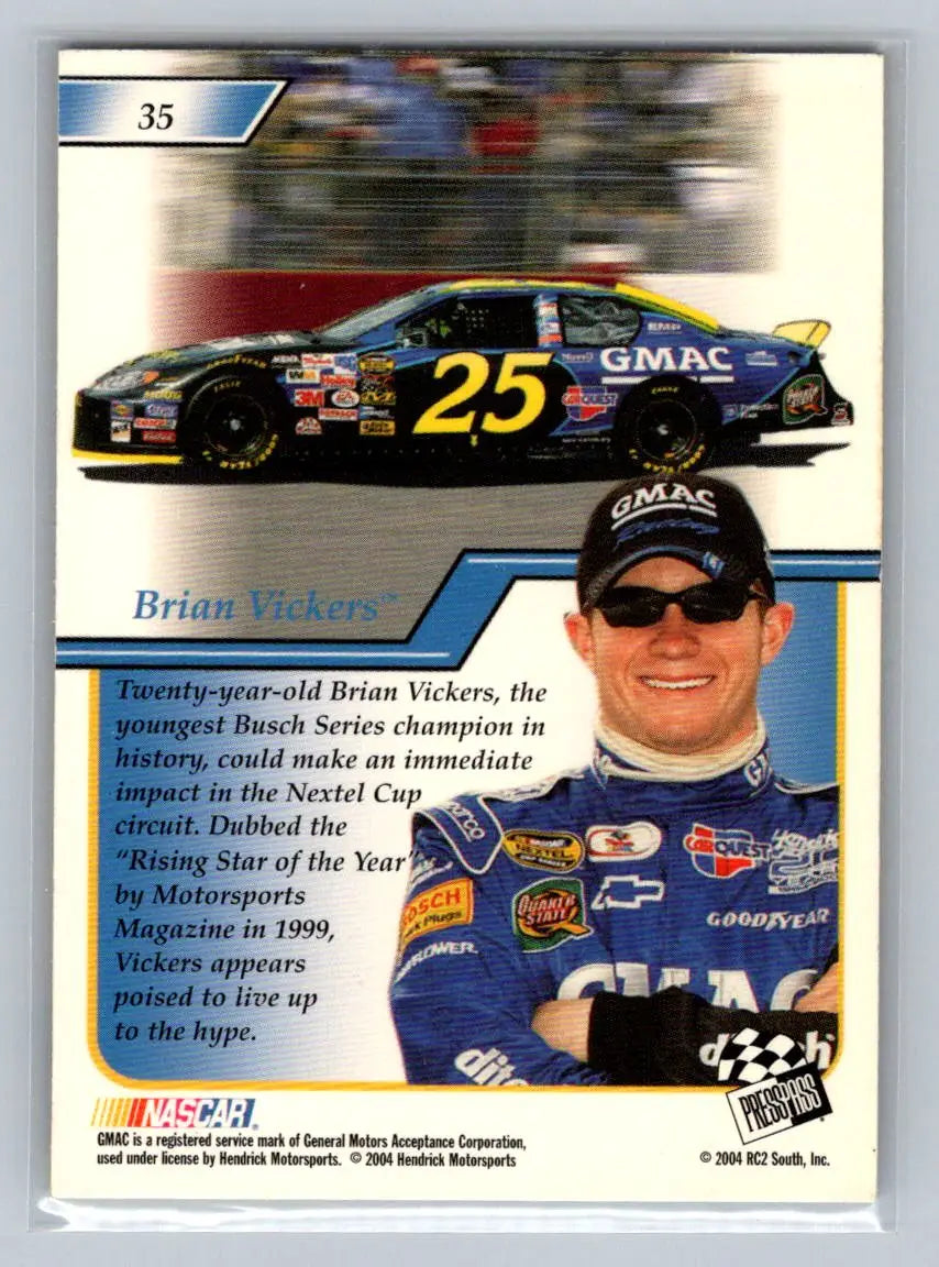 2004 Press Pass Premium #35 Brian Vickers Hendrick Motorsports - Racing Card Single