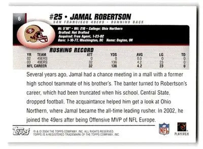 2004 Topps #6 Jamal Robertson - Football Card Single