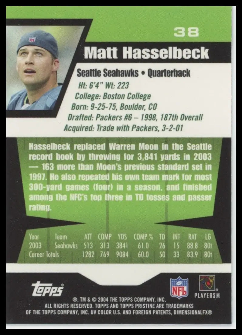 2004 Topps Pristine - Matt Hasselbeck #38 - Football Card Single