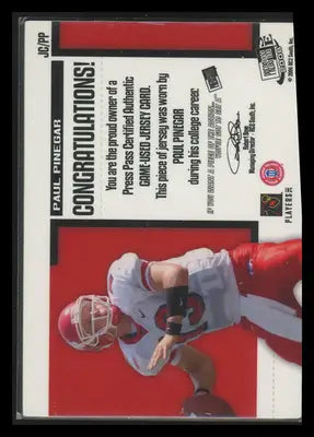 2005 Press Pass Game-Used Jersey Paul Pinegar #JC-PP 52/99 Game-Used Jersey - Sports Memorabilia