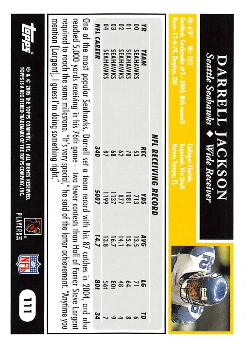 2005 Topps #111 Darrell Jackson NM-MT Seattle Seahawks Football Card - Football Card Single