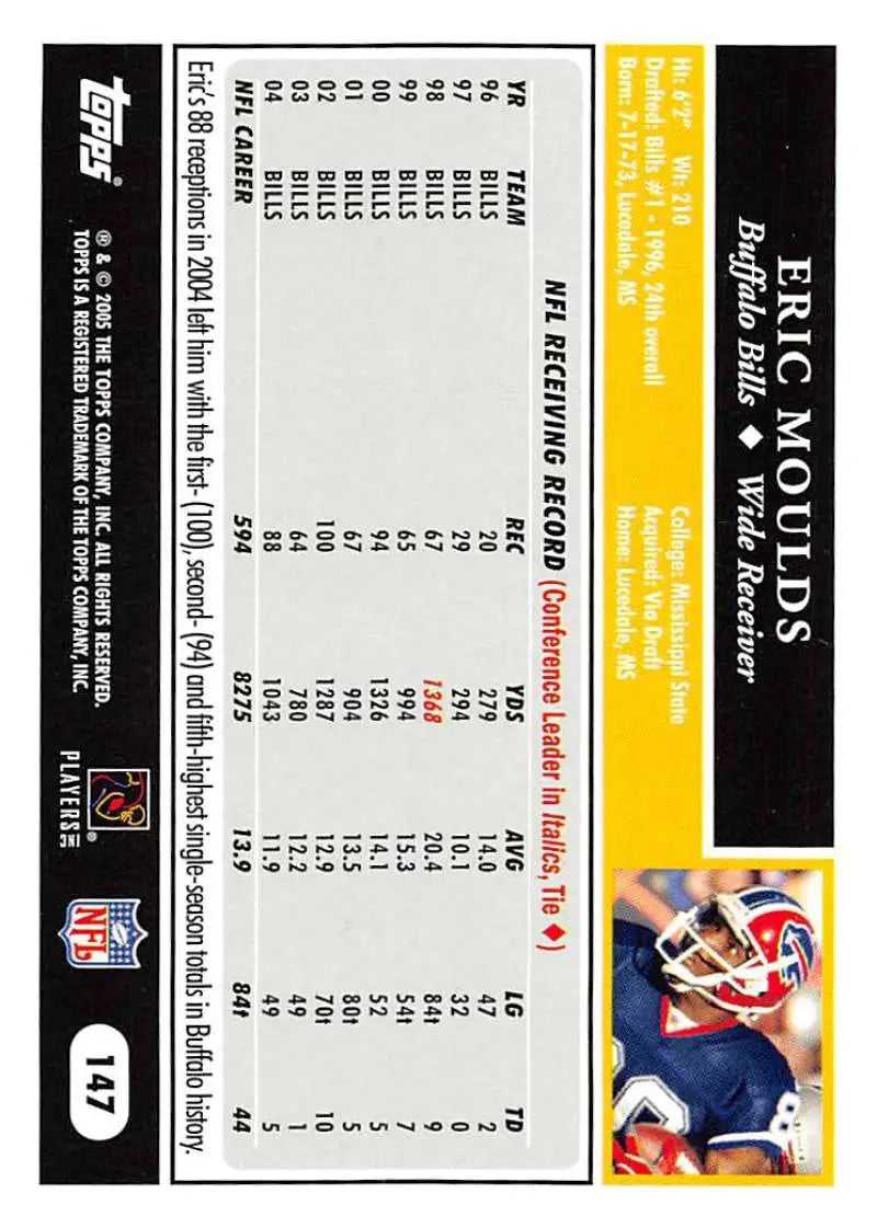 2005 Topps #147 Eric Moulds NM-MT Buffalo Bills Football Card - Football Card Single