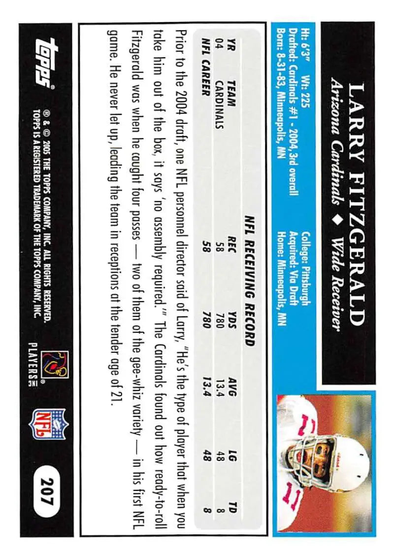 2005 Topps #207 Larry Fitzgerald NM-MT Arizona Cardinals Football Card - Football Card Single