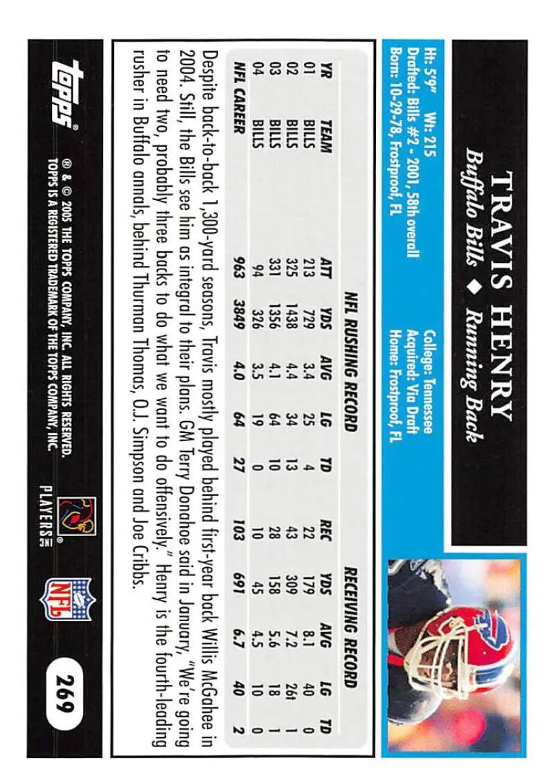 2005 Topps #269 Travis Henry NM-MT Buffalo Bills Football Card - Football Card Single