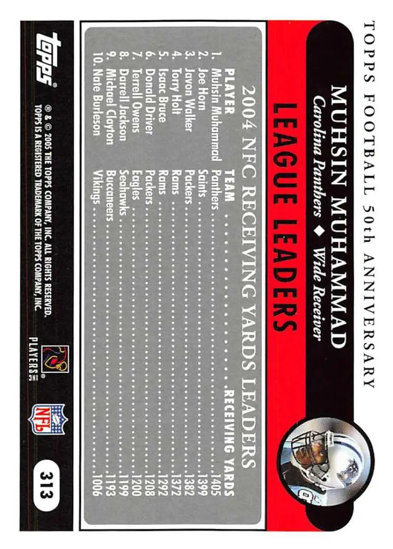 2005 Topps #313 Muhsin Muhammad NM-MT Carolina Panthers Football Card - Football Card Single