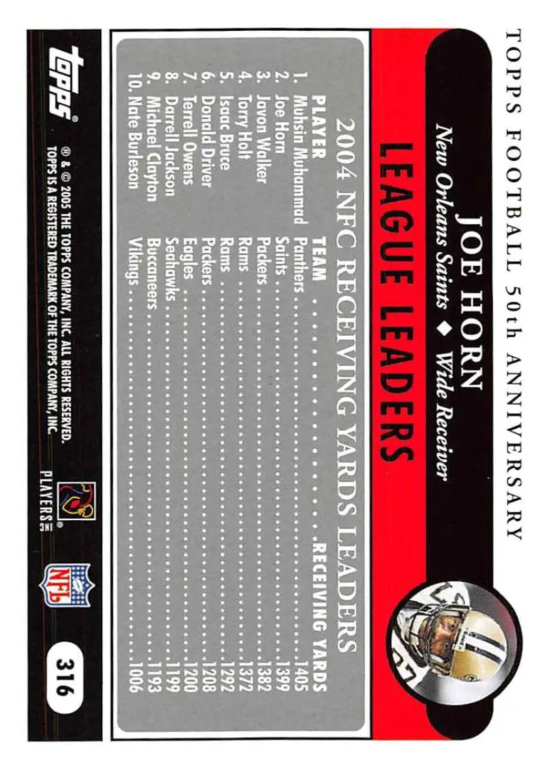 2005 Topps #316 Joe Horn NM-MT New Orleans Saints Football Card - Football Card Single