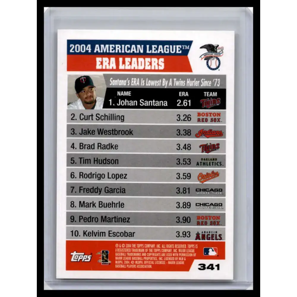 2005 Topps #341 Santana/Schilling/Westbrook LL NM-MT Twins/Red Sox/Indians Baseball Card - Baseball Card Single