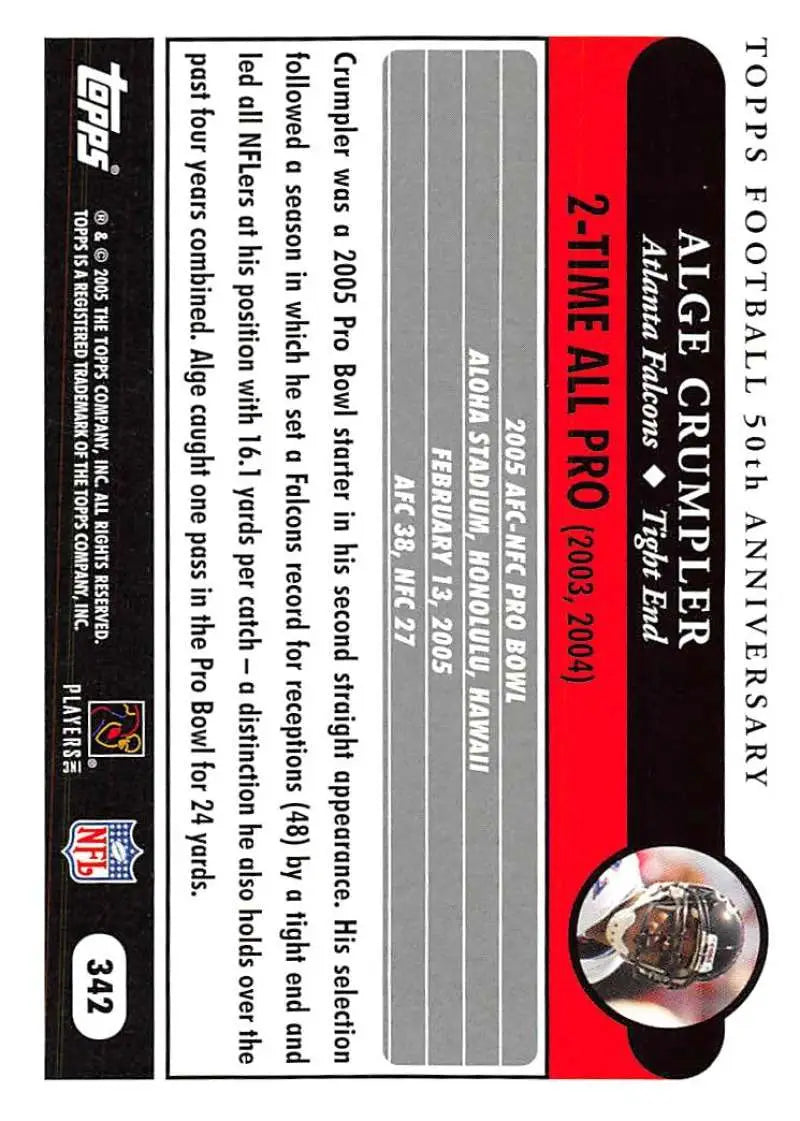2005 Topps #342 Alge Crumpler NM-MT Atlanta Falcons Football Card - Football Card Single