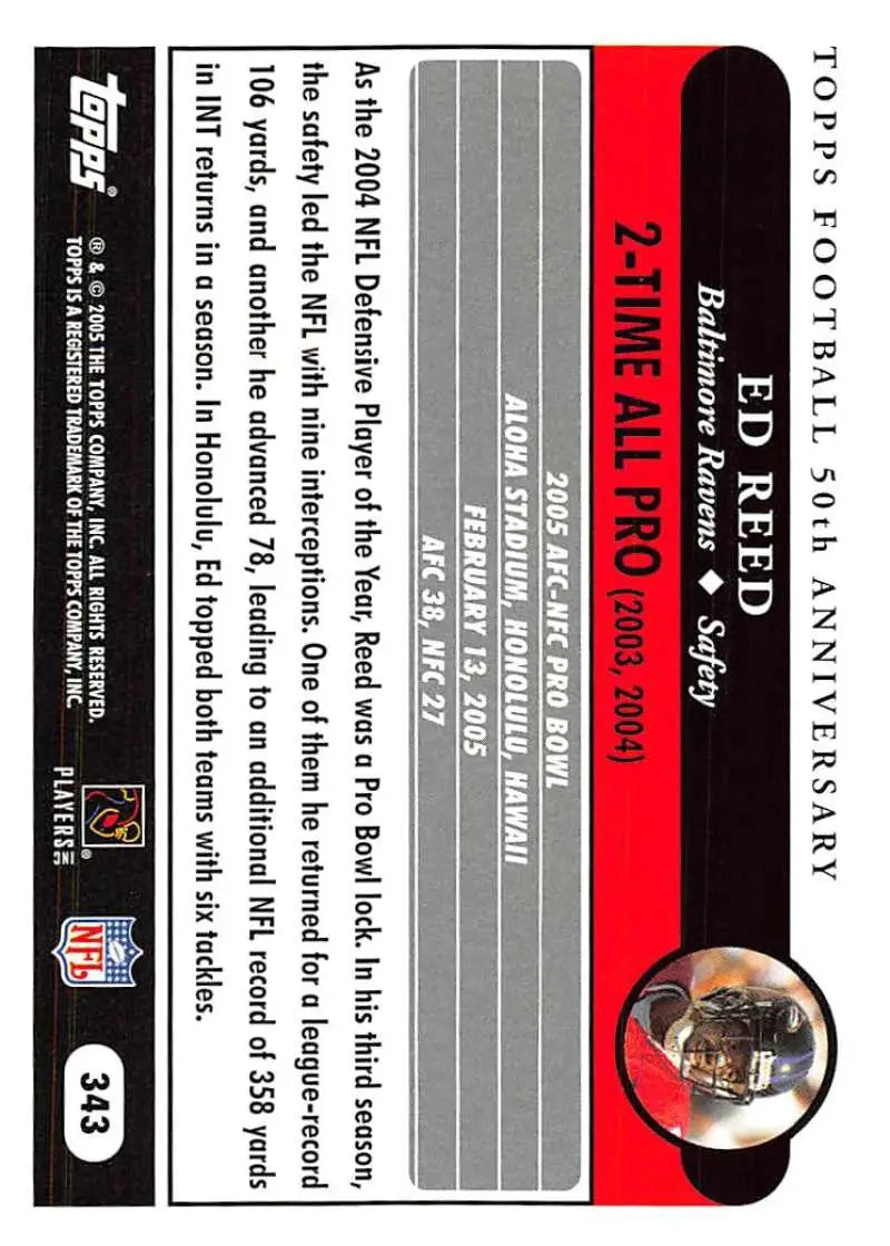 2005 Topps #343 Ed Reed NM-MT Baltimore Ravens Football Card - Football Card Single