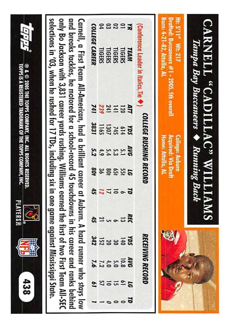 2005 Topps #438 Carnell NM-MT RC Rookie Tampa Bay Buccaneers Football Card - Football Card Single