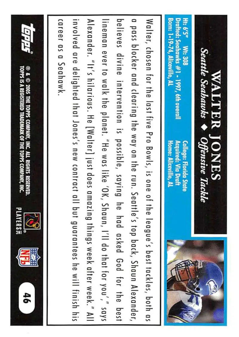 2005 Topps #46 Walter Jones NM-MT Seattle Seahawks Football Card - Football Card Single