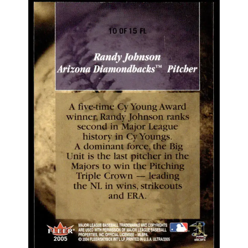 2005 Ultra #10FL Randy Johnson EX/NM Arizona Diamondbacks Baseball Card - Baseball Card Single