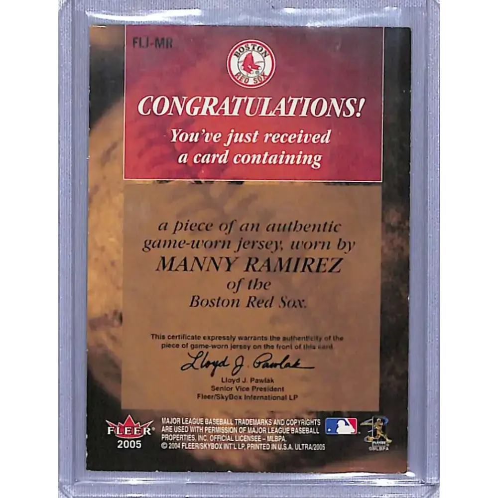 2005 Ultra #FLJ-MR Manny Ramirez Follow the Leader Jersey Copper NM-MT Baseball Card - Baseball Card Single