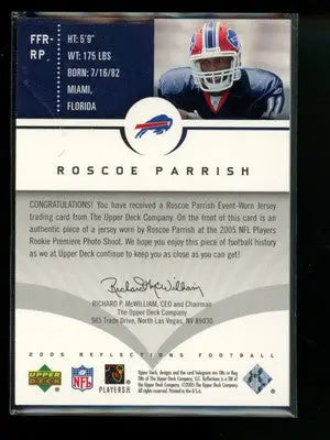 2005 Upper Deck Reflections Future Fabric Roscoe Parrish #FFR-RP Jersey Football - Sports Memorabilia