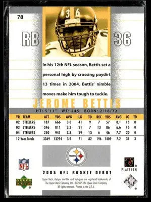 2005 Upper Deck Rookie Debut #78 Jerome Bettis - Football Card Single