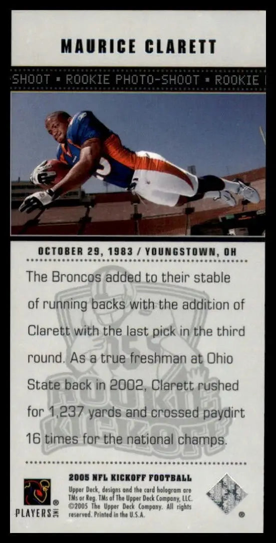 2005 Upper Deck Rookie Kickoff Maurice Clarett #104 Denver Broncos Football Card - Football Card Single