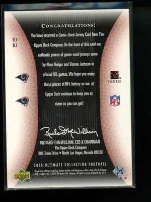 2005 Upper Deck Ultimate Collection Jackson Marc Bulger #DJ-BJ 29/50 Jersey - Football Card Single