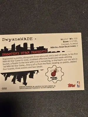 2006-07 Topps #CCS2 Dwyane Wade Clutch City Stars - Basketball Card Single