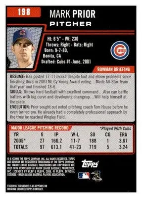 2006 Bowman #198 Mark Prior - Baseball Card Single