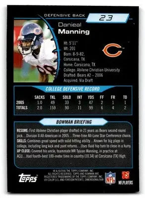 2006 Bowman Chrome #23 Danieal Manning - Football Card Single