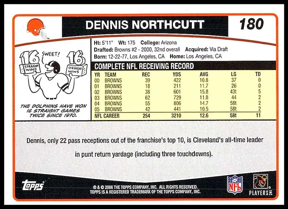 2006 Topps #180 Dennis Northcutt NM-MT Cleveland Browns Football Card - Football Card Single