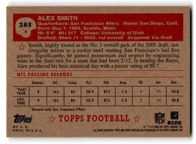 2006 Topps Heritage #285 Alex Smith - Football Card Single