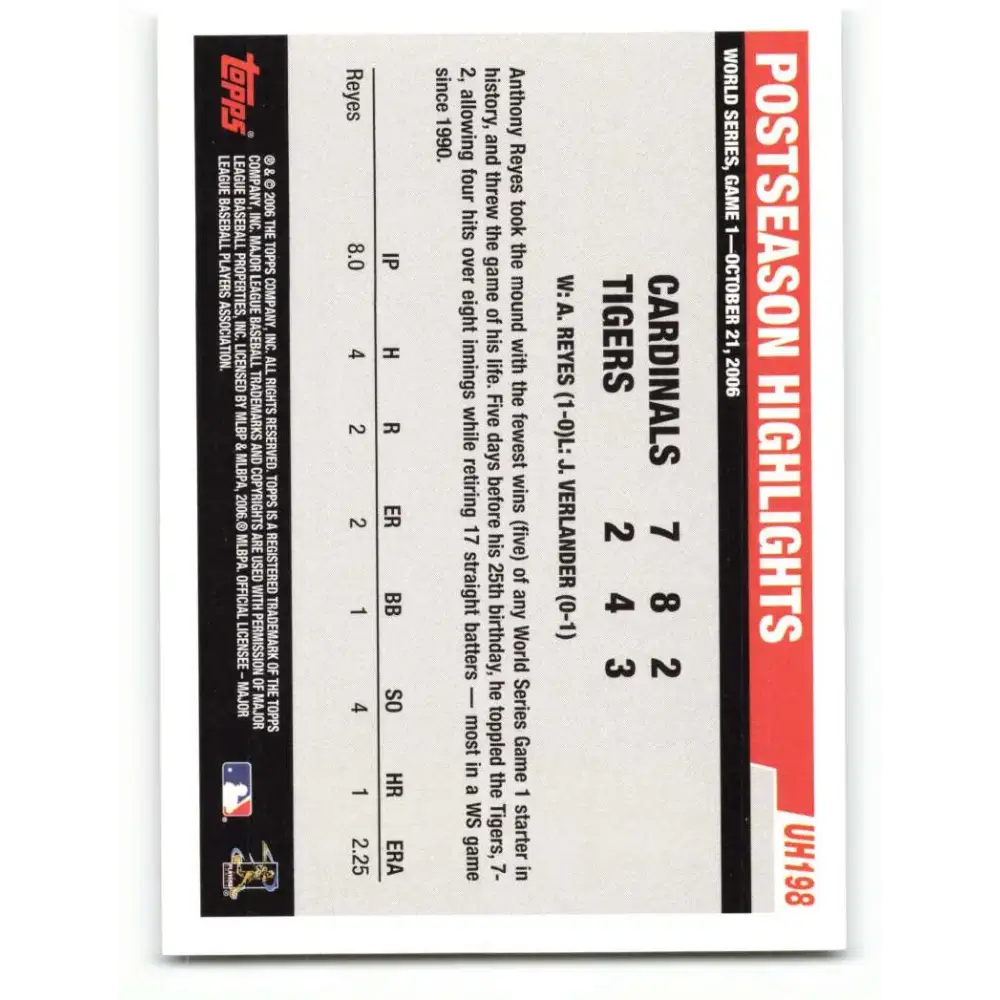 2006 Topps Update #198 Anthony Reyes EX Excellent St. Louis Cardinals Baseball Card - Baseball Card Single