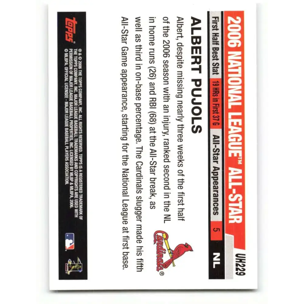 2006 Topps Update #229 Albert Pujols EX Excellent St. Louis Cardinals Baseball Card - Baseball Card Single