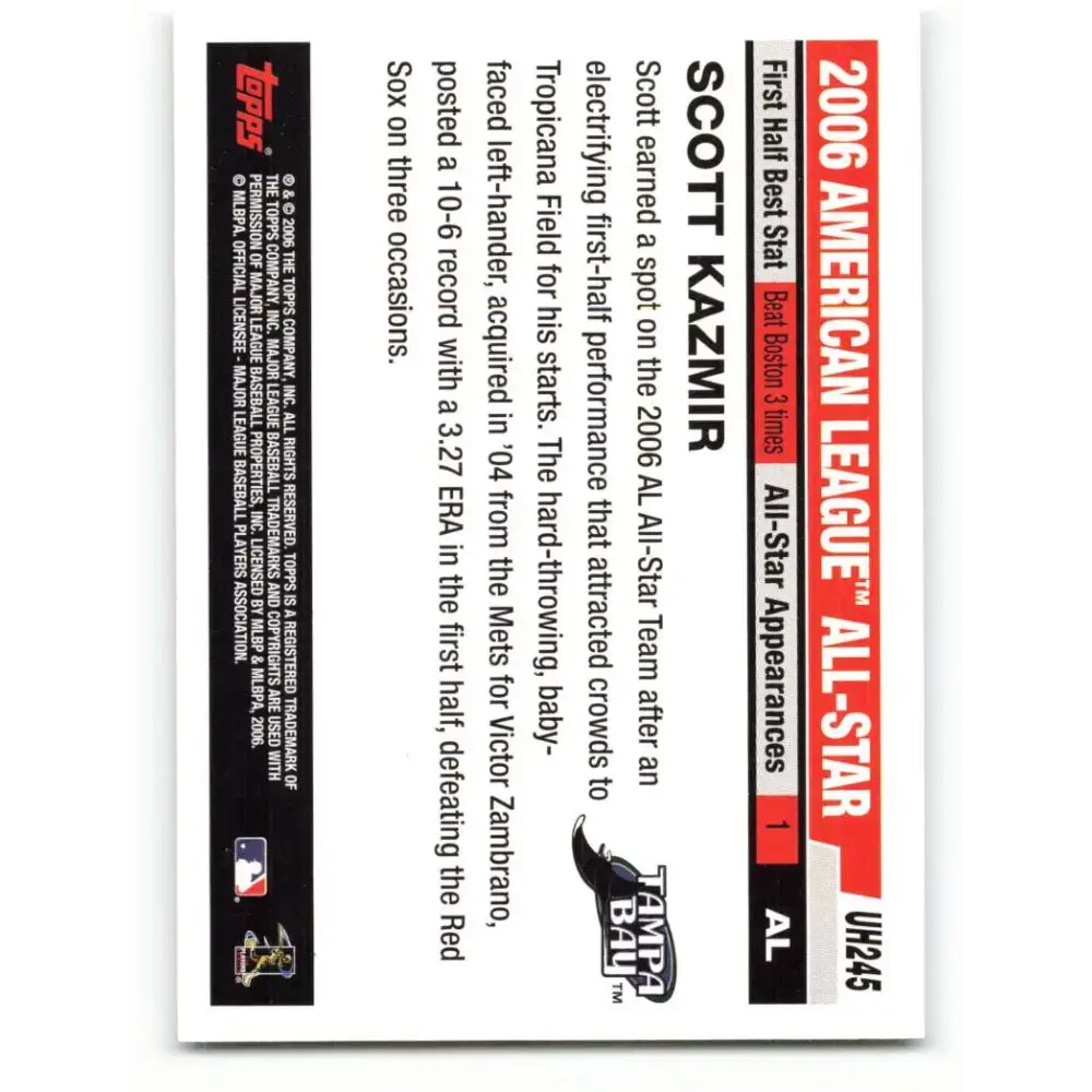 2006 Topps Update #245 Scott Kazmir EX Excellent Tampa Bay Devil Rays Baseball Card