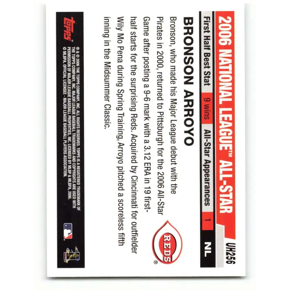2006 Topps Update #256 Bronson Arroyo EX Excellent Cincinnati Reds Baseball Card - Baseball Card Single