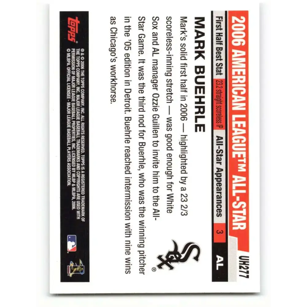 2006 Topps Update #277 Mark Buehrle EX Excellent Chicago White Sox Baseball Card - Baseball Card Single