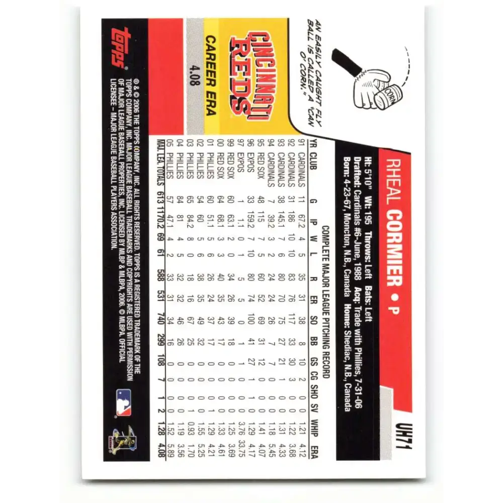 2006 Topps Update #71 Rheal Cormier EX Excellent Cincinnati Reds Baseball Card - Baseball Card Single