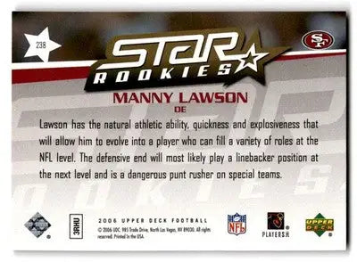 2006 Upper Deck #238 Manny Lawson - Football Card Single