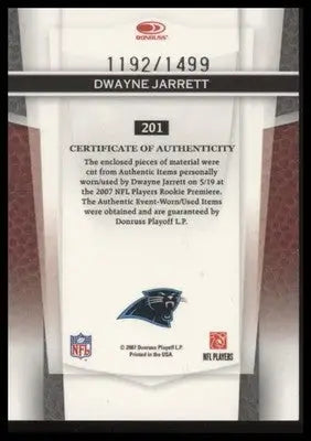 2007 Leaf Certified Materials #201 Dwayne Jarrett #/1499 - Football Card Single