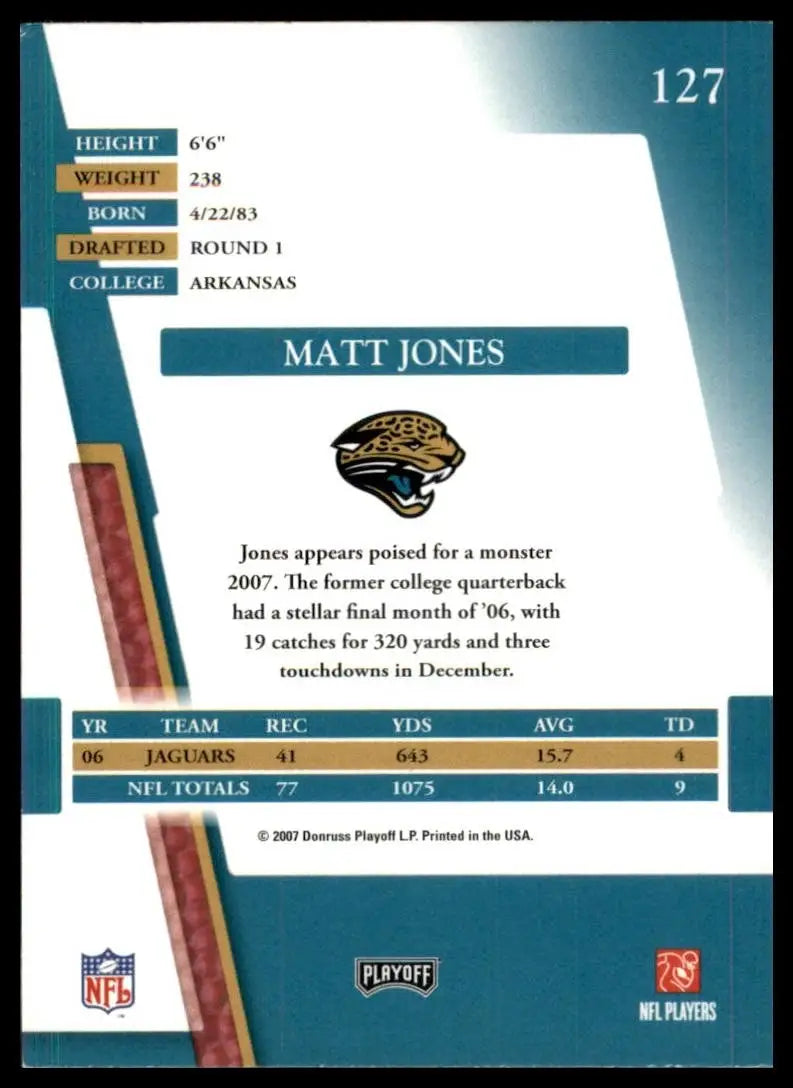 2007 Bowman Draft Picks & Prospects football card featuring Matt Jones Jacksonville Jaguars