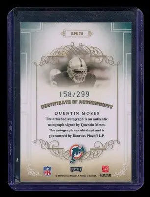 2007 Playoff National Treasures Quentin Moses #185 158/299 Football - Football Card Single