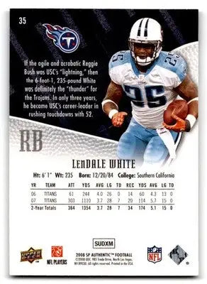 2008 SP Authentic #35 LenDale White Retail - Football Card Single