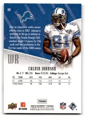 2008 SP Authentic #68 Calvin Johnson Retail - Football Card Single